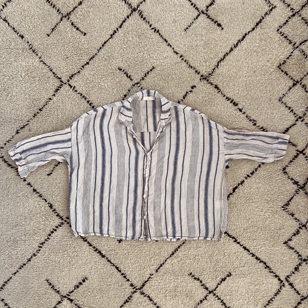 CP Shades Striped Button Down Shirt - Blue and White large loose fit